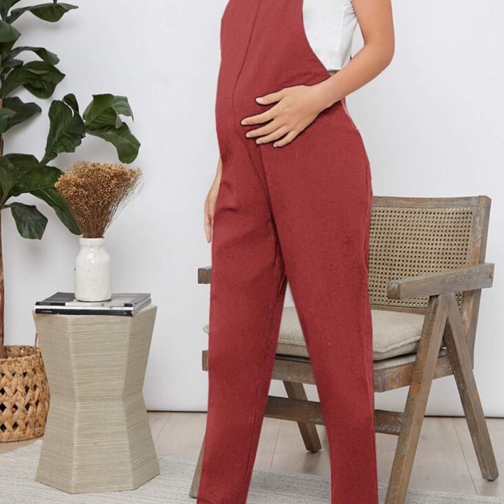 SHEIN Maternity Solid Pinafore Jumpsuit